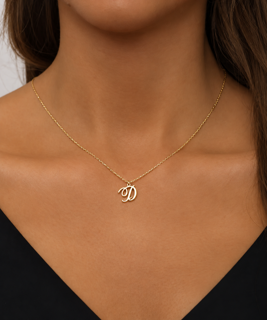 Cursive Initial Charm Letter Necklace