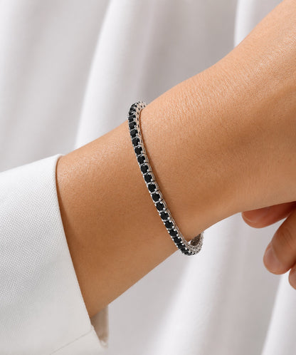 Black Silver Tennis Bracelet