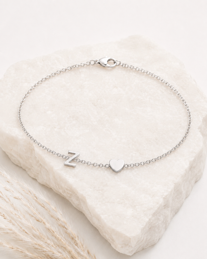 A Heart Initial Bracelet