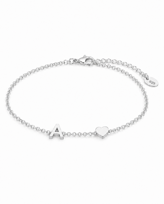 A Heart Initial Bracelet