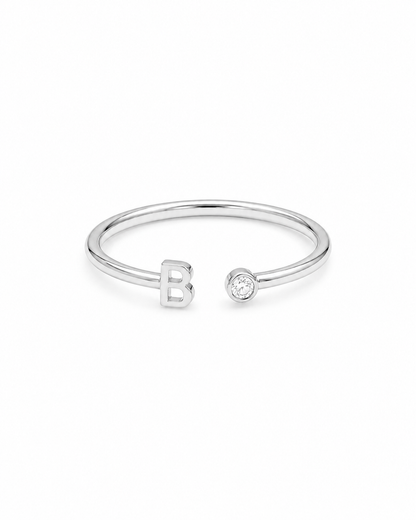 Elegant Letter Charm Ring