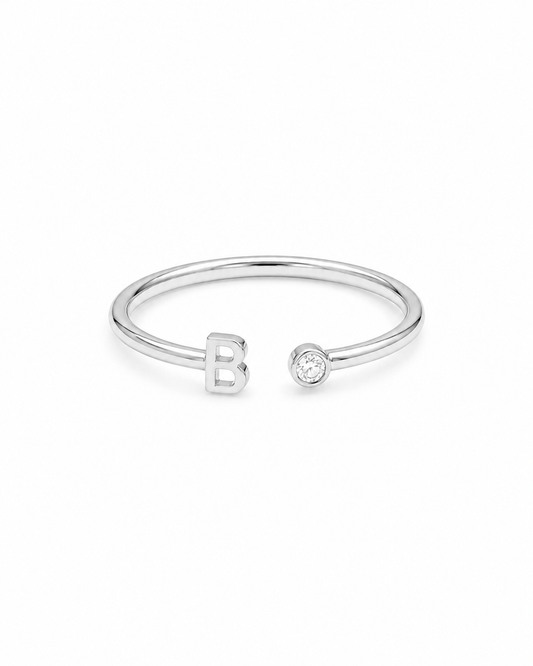 Elegant Letter Charm Ring