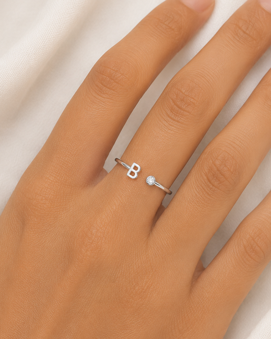 Elegant Letter Charm Ring
