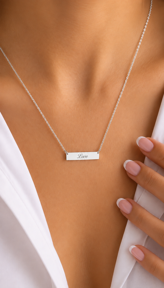 Amour Silver Bar Necklace in 925 sterling silver, photo 2