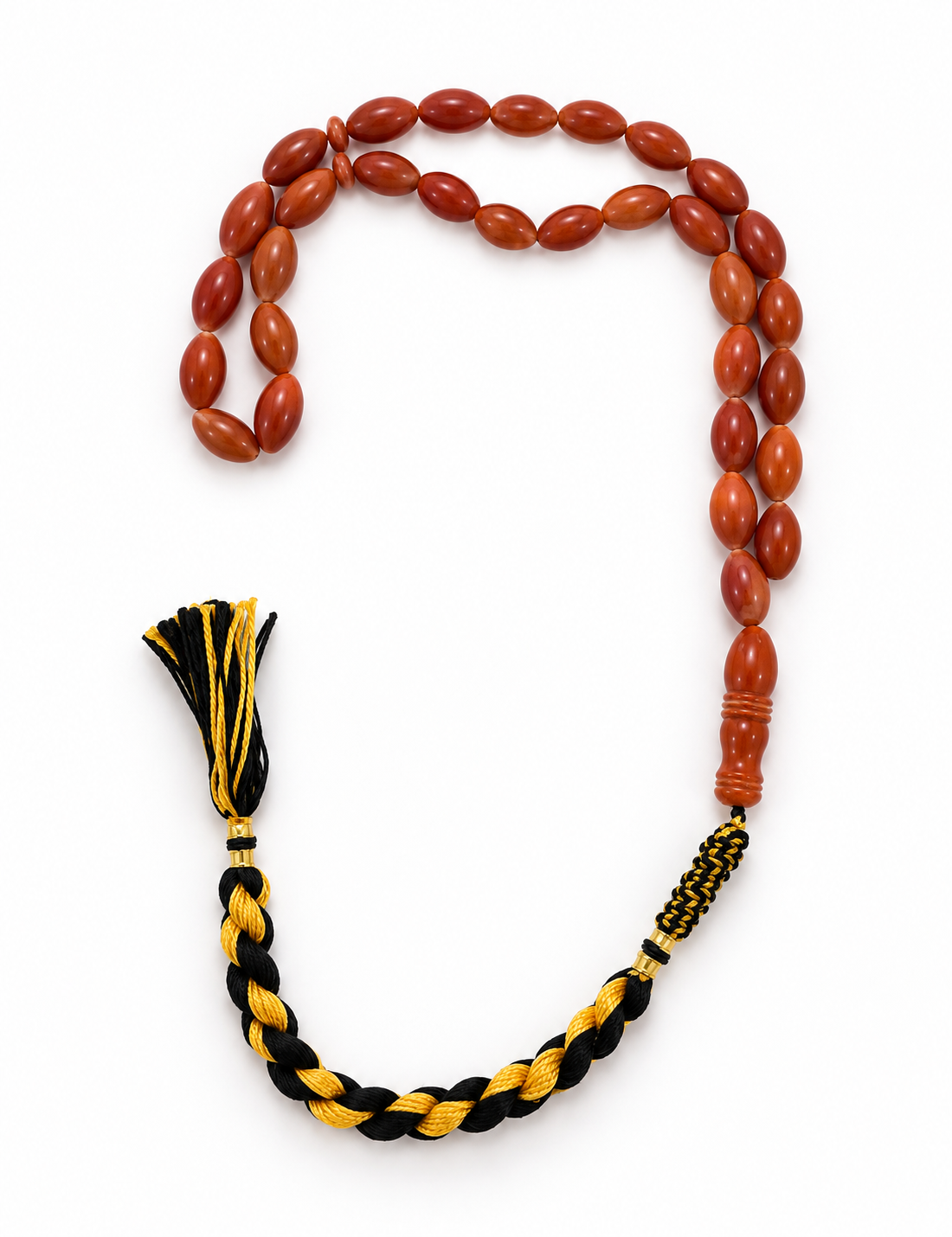 Natural amber misbaha in antique olive, prayer beads from Silver Corner