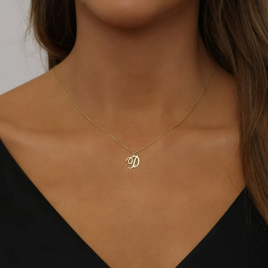 Cursive Initial Charm Letter Necklace