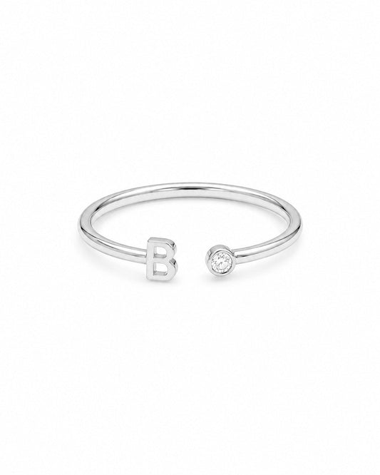 Elegant Letter Charm Ring in 925 sterling silver