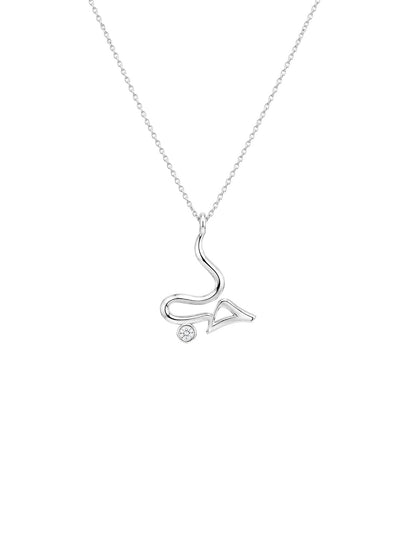 Hubb Arabic Necklace in 925 sterling silver with a cubic zirconia stone