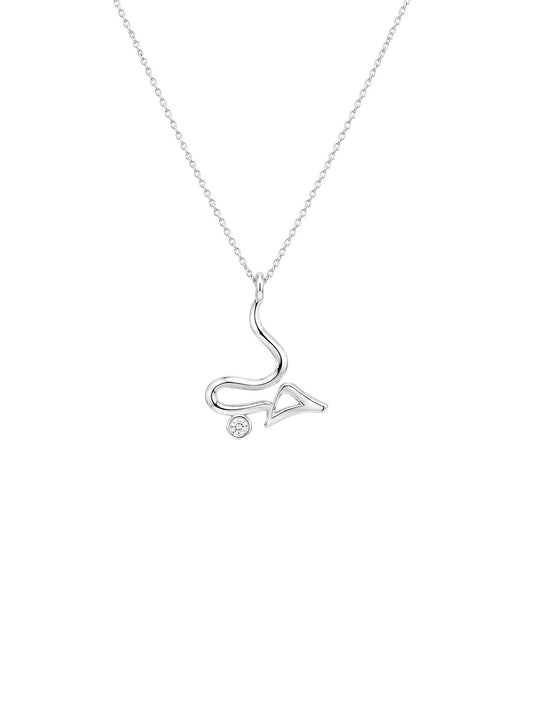 Hubb Arabic Necklace in 925 sterling silver with a cubic zirconia stone