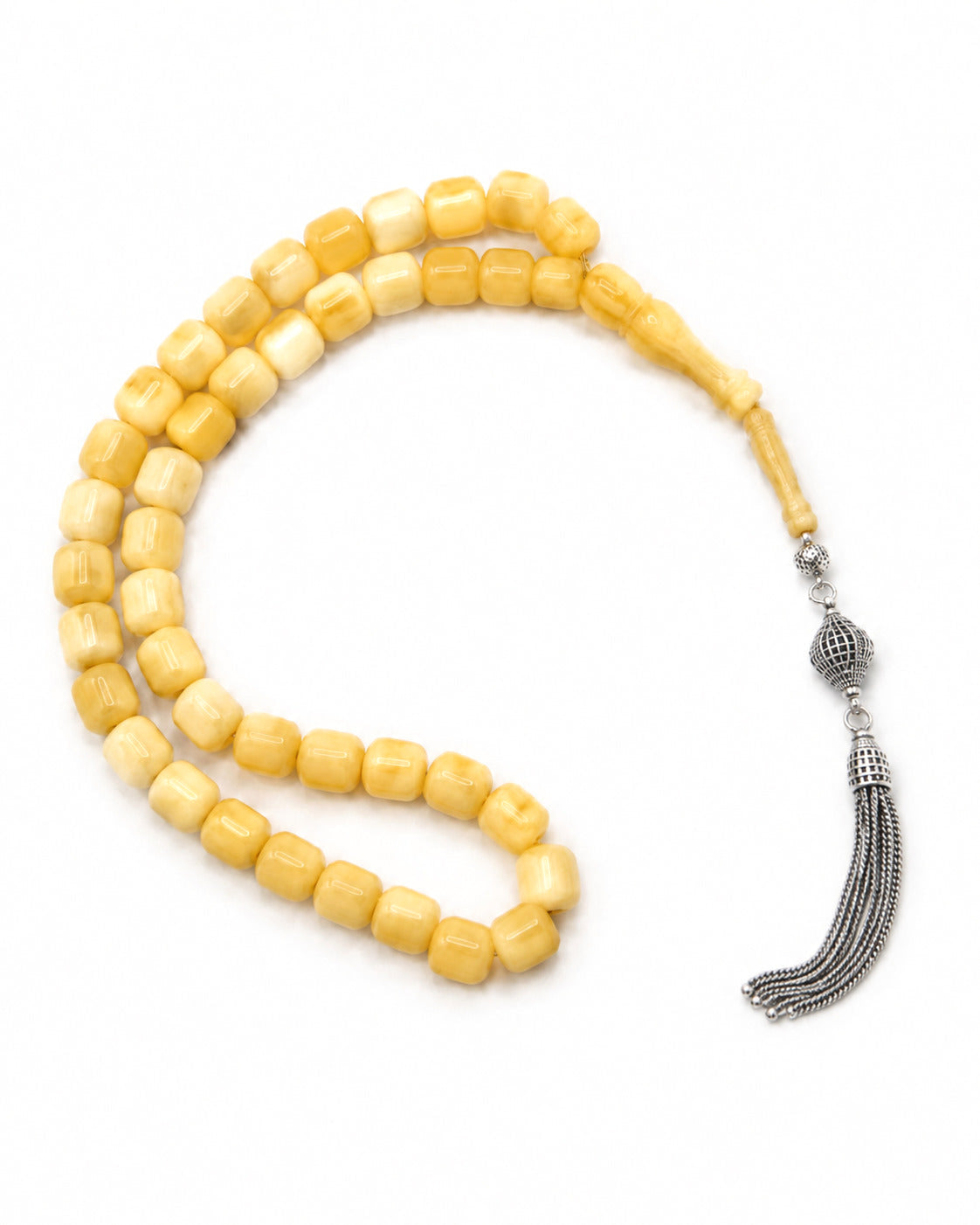 Natural Amber Misbah - Yellow Creamy with 925 silver, photo 2