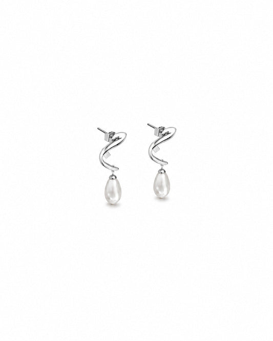 Pearl Curve Earrings in 925 sterling silver