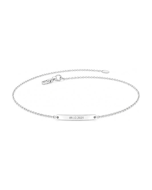 Signature Date Bar Bracelet in 925 sterling silver