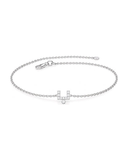 Zircon Arabic letter bracelet in 925 silver, letter set with zircon stones